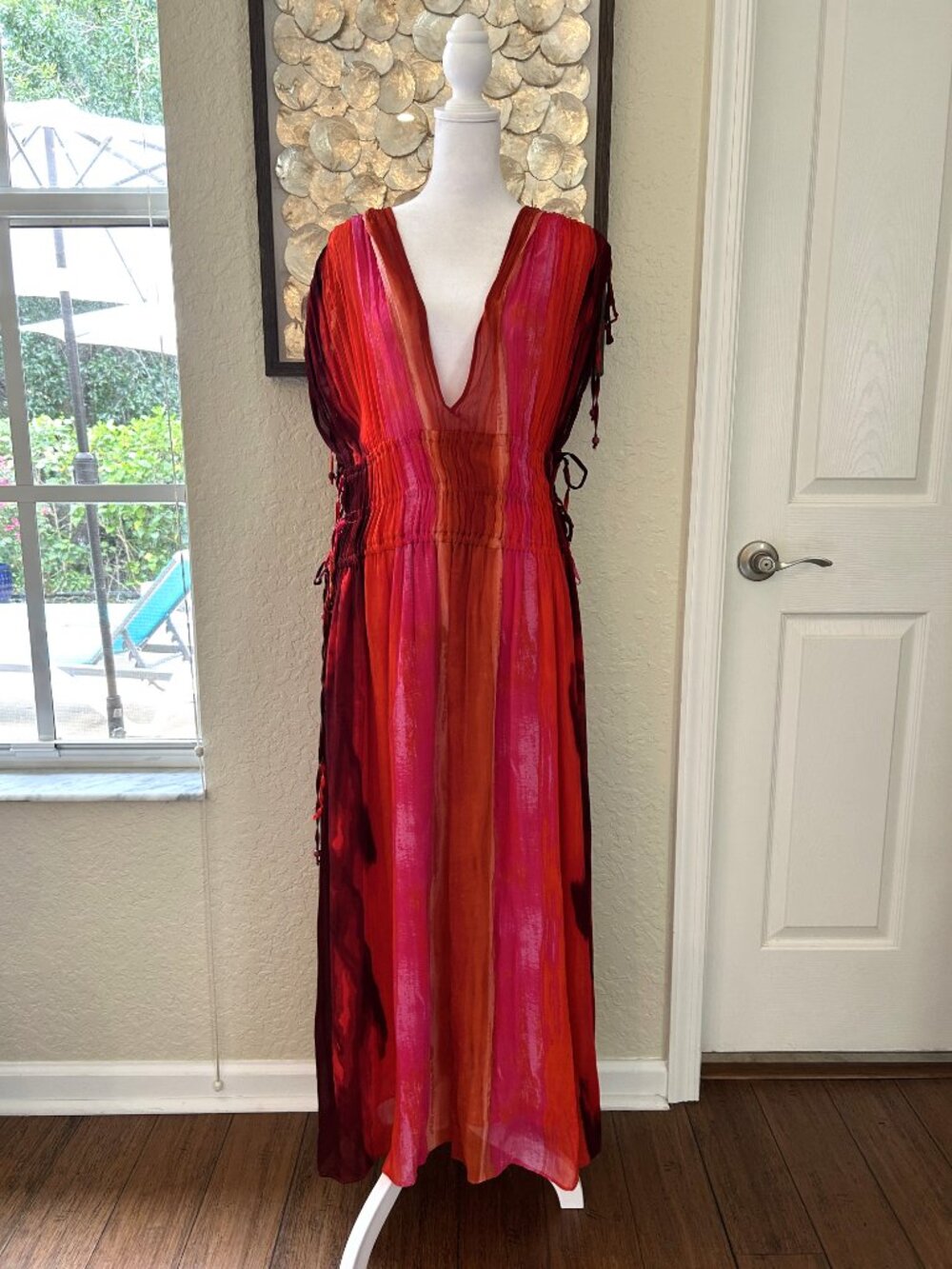 NWOT Zara Grecian Beaded Side Tie Maxi Dress - Picture 3 of 9